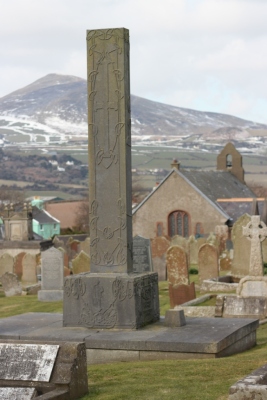 The monument over Hall Caine's grave, by Archibald Knox. Maughold churchyard, Isle of Man.